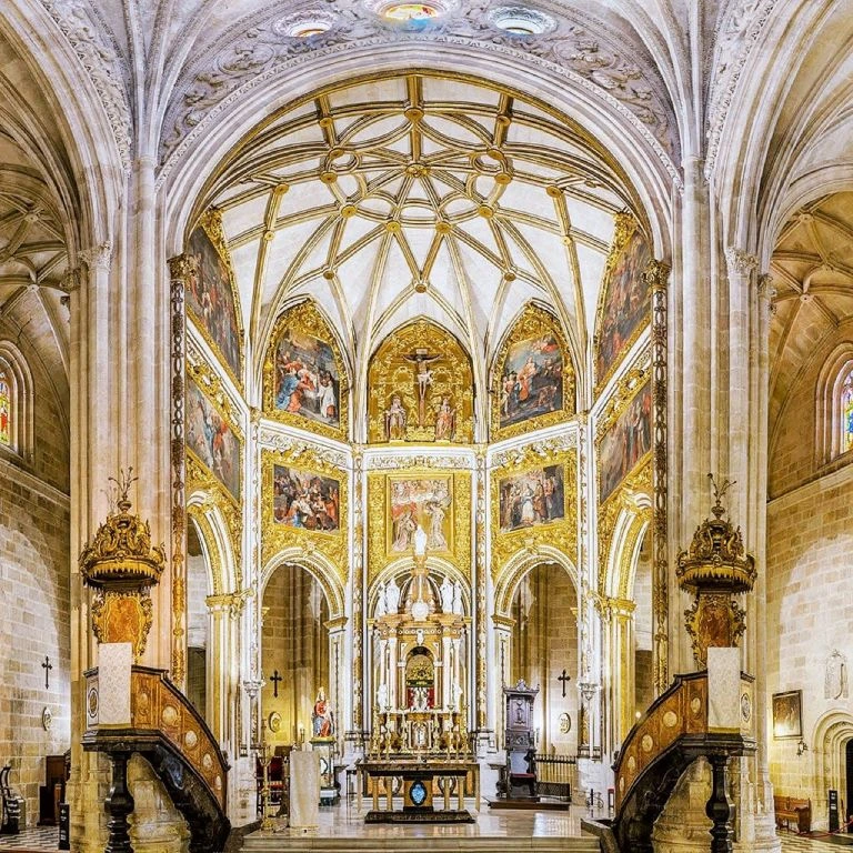 Explore o interior da Catedral de Almería com sua planta basilical de três naves e girola, descubrindo os tesouros de Almeria.